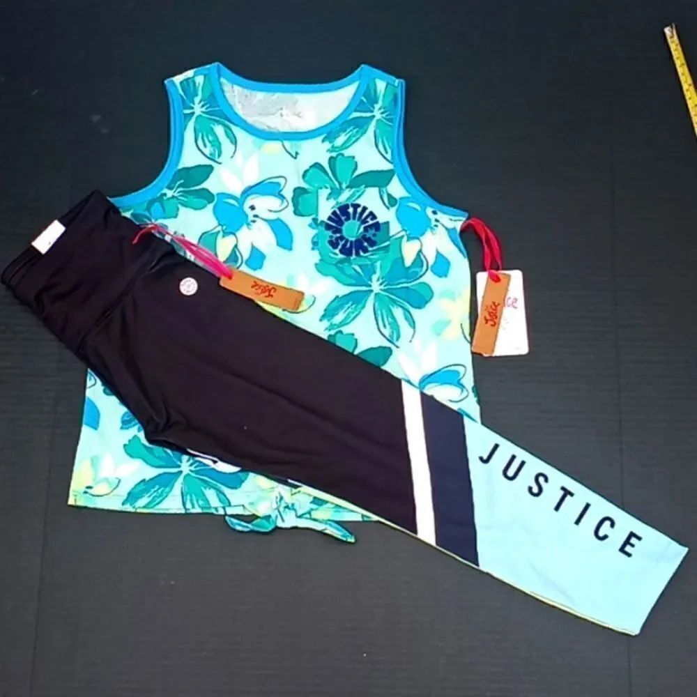 Girls Justice Tank Top Shirt & Pants 2pc Outfit Size L